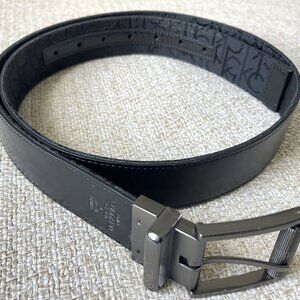 CALVIN Klein men's belt Black canvas monogramed belt Formal suit belt L (38-40)